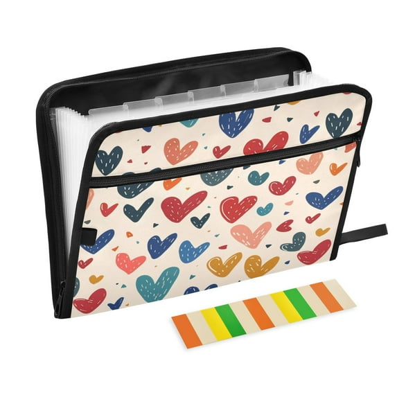 Organ Folder 14.2 x 0.8 x 10.6 Inches 13 Separate Pockets A4 Size Documents Folder A Sort Storage File Manager For The Home Office Colorful Heart