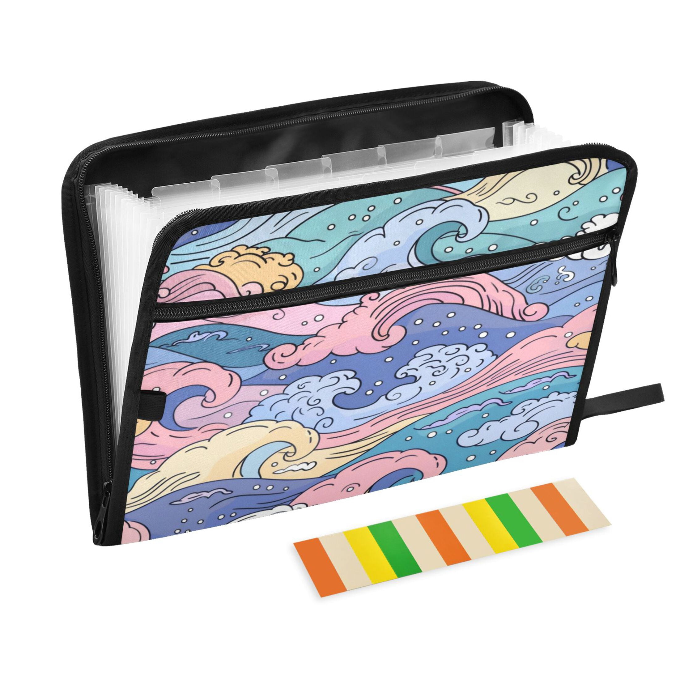 Organ Folder 14.2 x 0.8 x 10.6 Inches 13 Separate Pockets A4 Size Documents Folder A Sort Storage File Manager For The Home Office Colorful Sea