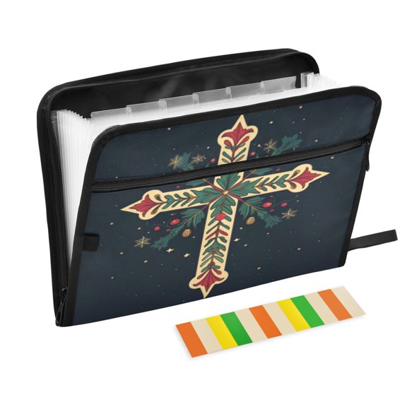 Organ Folder 14.2 x 0.8 x 10.6 Inches 13 Separate Pockets A4 Size Documents Folder A Sort Storage File Manager For The Home Office Cross Pattern