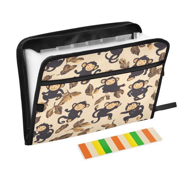 Organ Folder 14.2 x 0.8 x 10.6 Inches 13 Separate Pockets A4 Size Documents Folder A Sort Storage File Manager For The Home Office Cute Black Monkey
