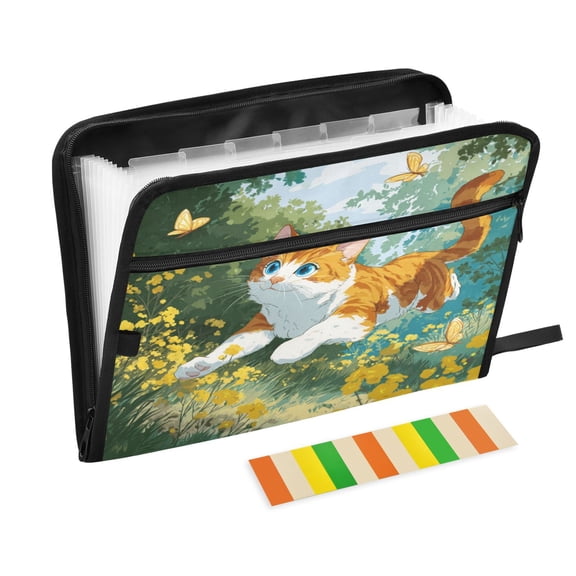 Organ Folder 14.2 x 0.8 x 10.6 Inches 13 Separate Pockets A4 Size Documents Folder A Sort Storage File Manager For The Home Office Cute Little Cat