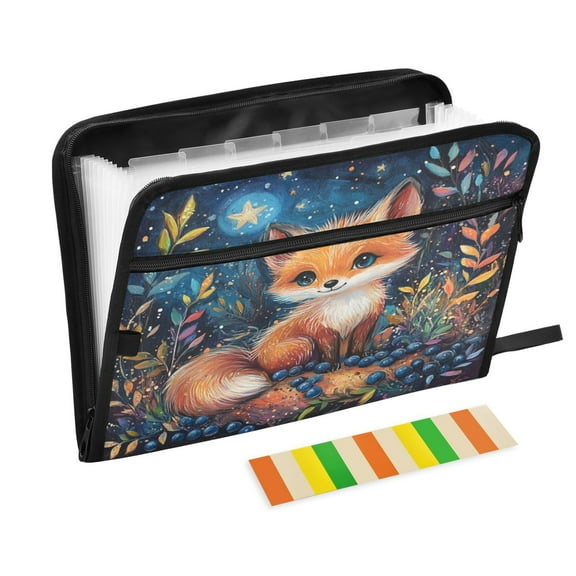 Organ Folder 14.2 x 0.8 x 10.6 Inches 13 Separate Pockets A4 Size Documents Folder A Sort Storage File Manager For The Home Office Cute Orange Fox