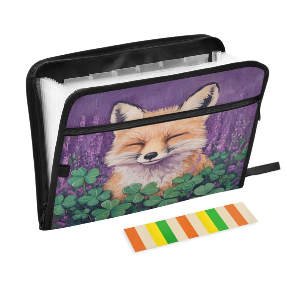 Organ Folder 14.2 x 0.8 x 10.6 Inches 13 Separate Pockets A4 Size Documents Folder A Sort Storage File Manager For The Home Office Cute Sleeping Fox
