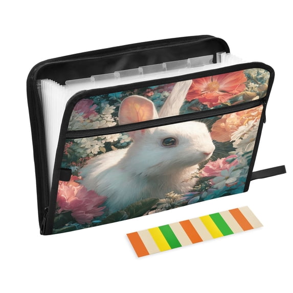 Organ Folder 14.2 x 0.8 x 10.6 Inches 13 Separate Pockets A4 Size Documents Folder A Sort Storage File Manager For The Home Office Cute White Rabbit
