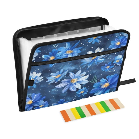 Organ Folder 14.2 x 0.8 x 10.6 Inches 13 Separate Pockets A4 Size Documents Folder A Sort Storage File Manager For The Home Office Dark Blue Flowers