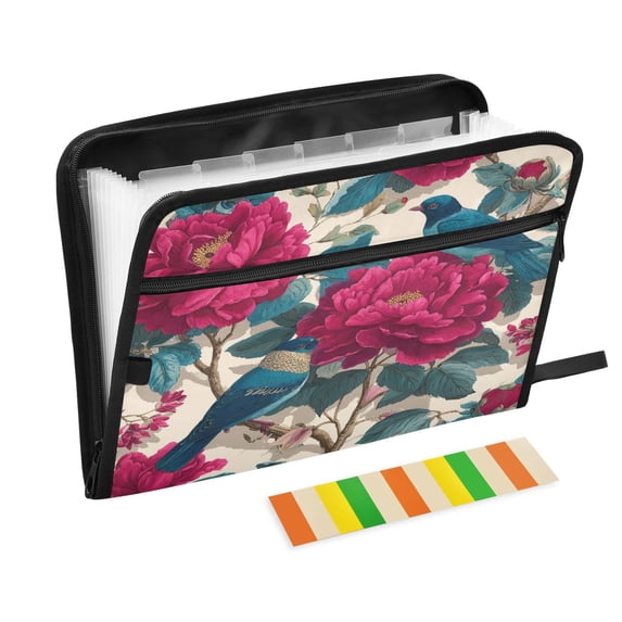 Organ Folder 14.2 x 0.8 x 10.6 Inches 13 Separate Pockets A4 Size Documents Folder A Sort Storage File Manager For The Home Office Flowers and Bird