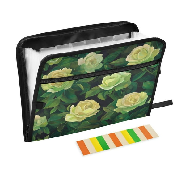 Organ Folder 14.2 x 0.8 x 10.6 Inches 13 Separate Pockets A4 Size Documents Folder A Sort Storage File Manager For The Home Office Green Rose1