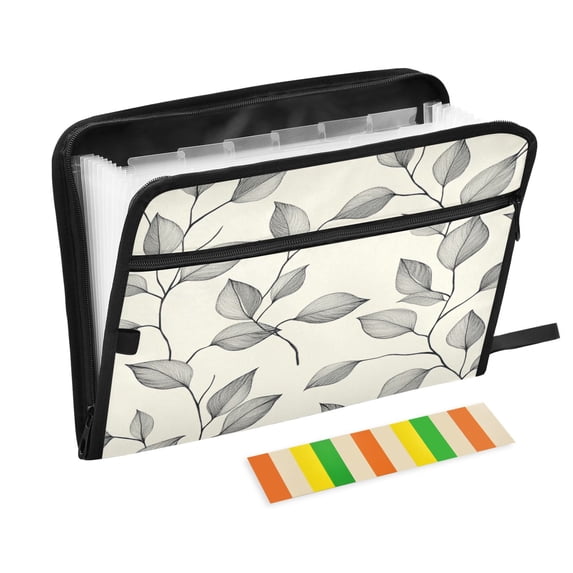 Organ Folder 14.2 x 0.8 x 10.6 Inches 13 Separate Pockets A4 Size Documents Folder A Sort Storage File Manager For The Home Office Grey Leaf Pattern