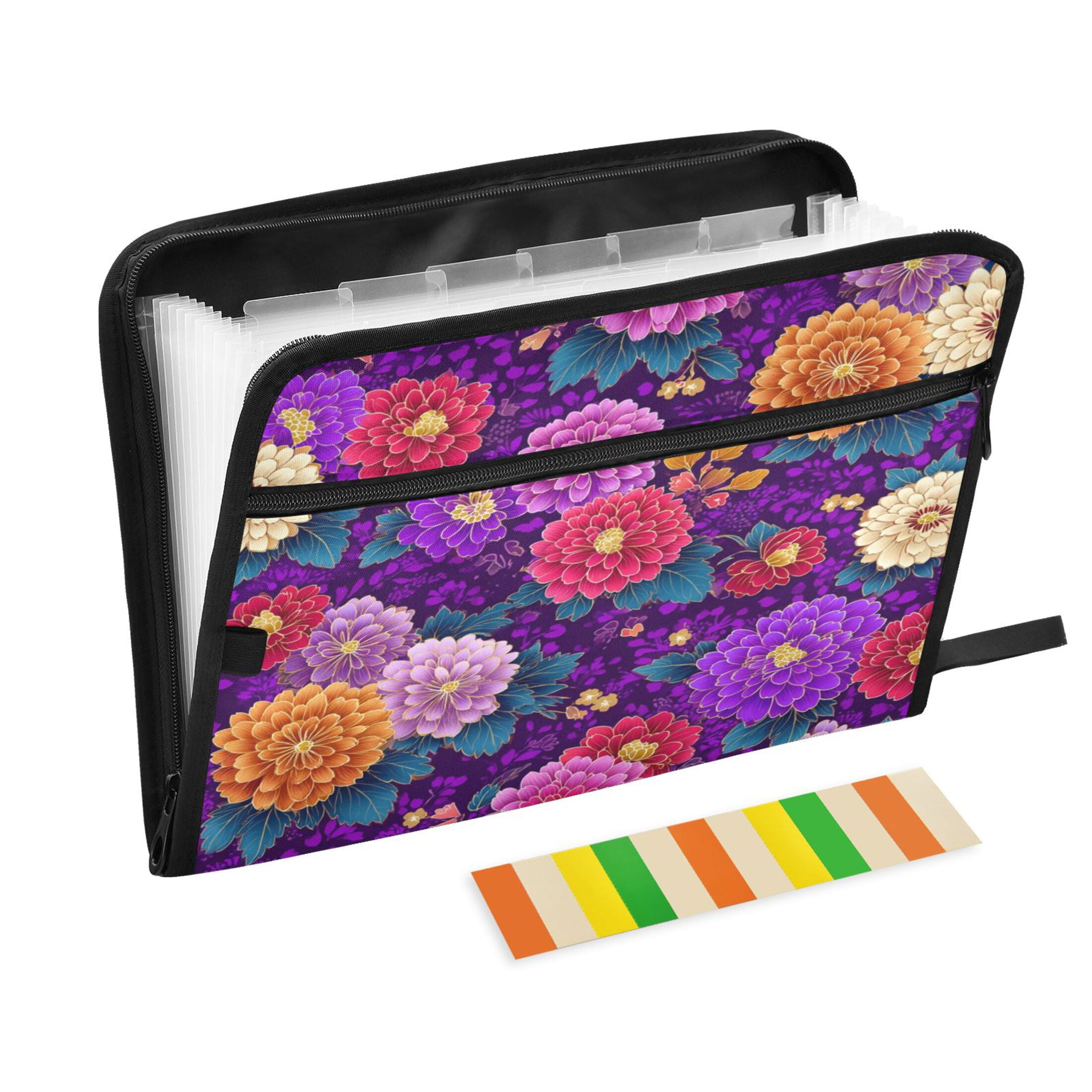 Organ Folder 14.2 x 0.8 x 10.6 Inches 13 Separate Pockets A4 Size Documents Folder A Sort Storage File Manager For The Home Office Japanese Flowers