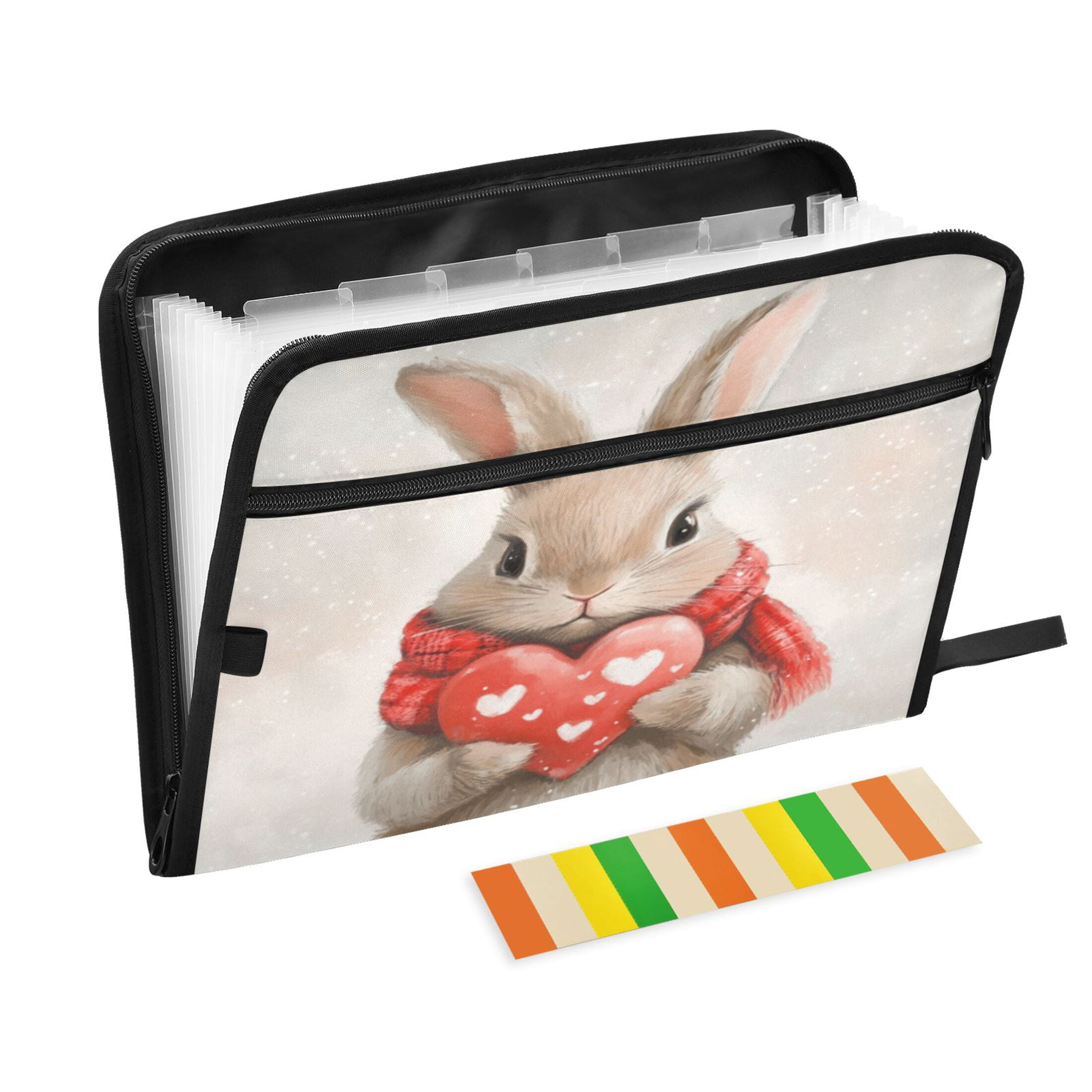 Organ Folder 14.2 x 0.8 x 10.6 Inches 13 Separate Pockets A4 Size Documents Folder A Sort Storage File Manager For The Home Office Loving Cute Rabbit