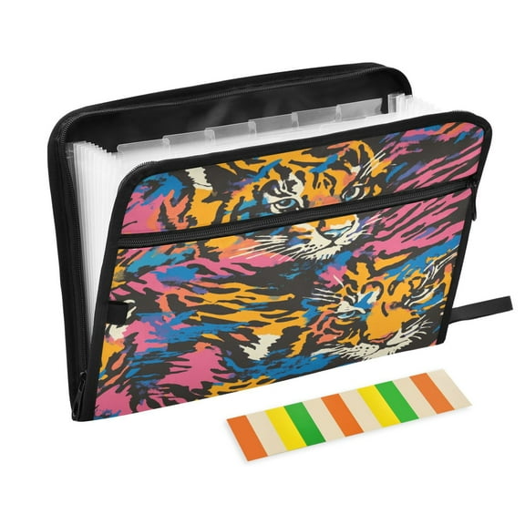 Organ Folder 14.2 x 0.8 x 10.6 Inches 13 Separate Pockets A4 Size Documents Folder A Sort Storage File Manager For The Home Office Oil Painting Tiger