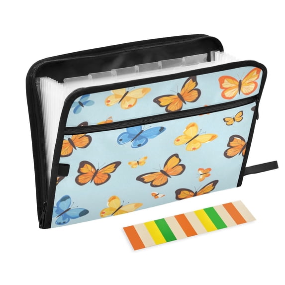 Organ Folder 14.2 x 0.8 x 10.6 Inches 13 Separate Pockets A4 Size Documents Folder A Sort Storage File Manager For The Home Office Orange Butterfly