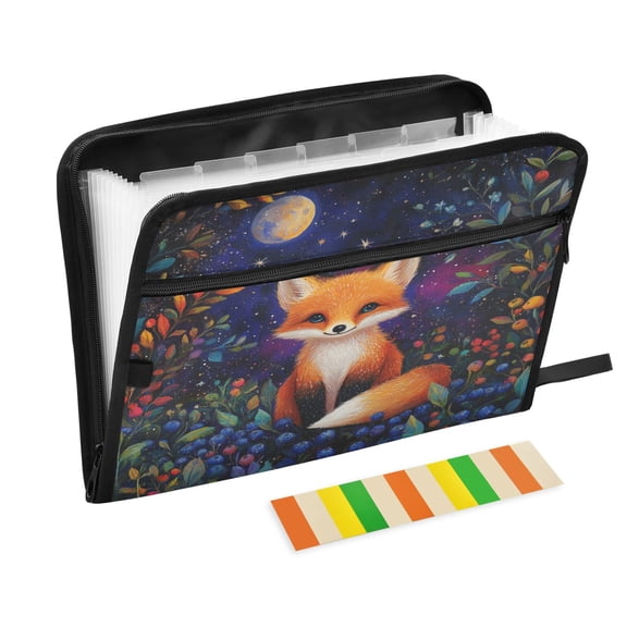 Organ Folder 14.2 x 0.8 x 10.6 Inches 13 Separate Pockets A4 Size Documents Folder A Sort Storage File Manager For The Home Office Orange Cute Fox