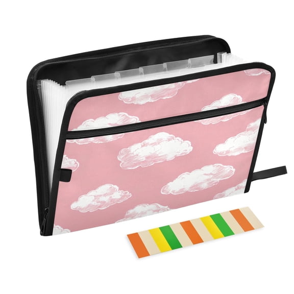 Organ Folder 14.2 x 0.8 x 10.6 Inches 13 Separate Pockets A4 Size Documents Folder A Sort Storage File Manager For The Home Office Pink White Cloud