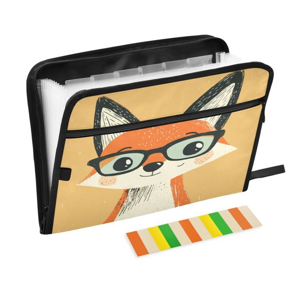 Organ Folder 14.2 x 0.8 x 10.6 Inches 13 Separate Pockets A4 Size Documents Folder A Sort Storage File Manager For The Home Office Pretty Cartoon Fox
