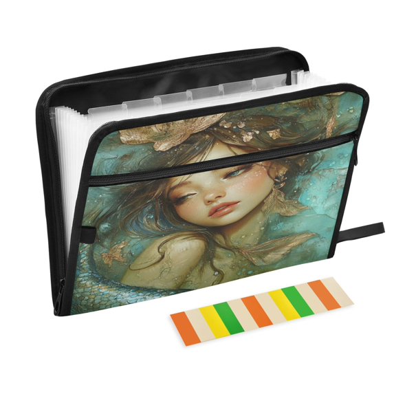 Organ Folder 14.2 x 0.8 x 10.6 Inches 13 Separate Pockets A4 Size Documents Folder A Sort Storage File Manager For The Home Office Pretty Mermaid