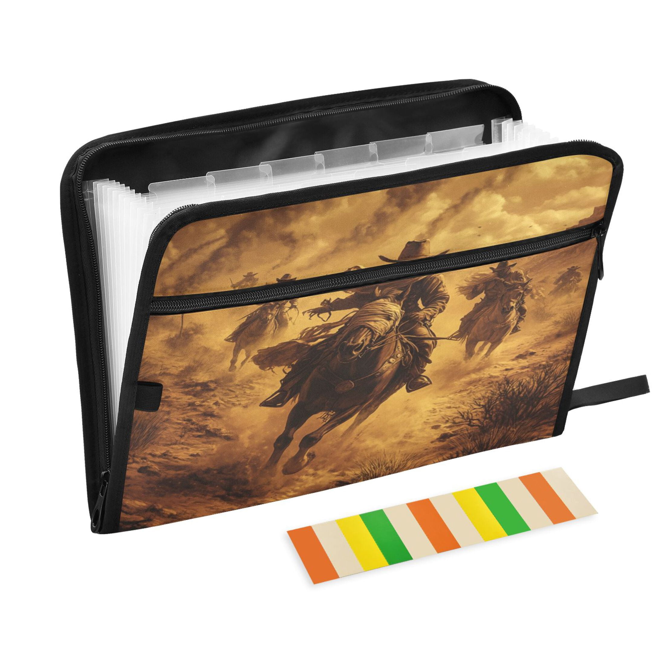 Organ Folder 14.2 x 0.8 x 10.6 Inches 13 Separate Pockets A4 Size Documents Folder A Sort Storage File Manager For The Home Office Riding Cowboys