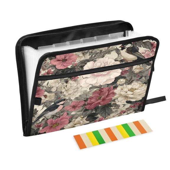 Organ Folder 14.2 x 0.8 x 10.6 Inches 13 Separate Pockets A4 Size Documents Folder A Sort Storage File Manager For The Home Office Rose Cute
