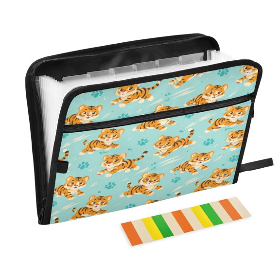 Organ Folder 14.2 x 0.8 x 10.6 Inches 13 Separate Pockets A4 Size Documents Folder A Sort Storage File Manager For The Home Office Tiger Mint Cartoon