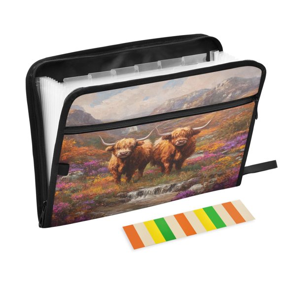 Organ Folder 14.2 x 0.8 x 10.6 Inches 13 Separate Pockets A4 Size Documents Folder A Sort Storage File Manager For The Home Office Two Cute Cattle