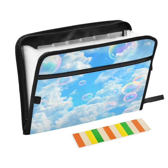 Organ Folder 14.2 x 0.8 x 10.6 Inches 13 Separate Pockets A4 Size Documents Folder A Sort Storage File Manager For The Home Office White Cloud Bubble