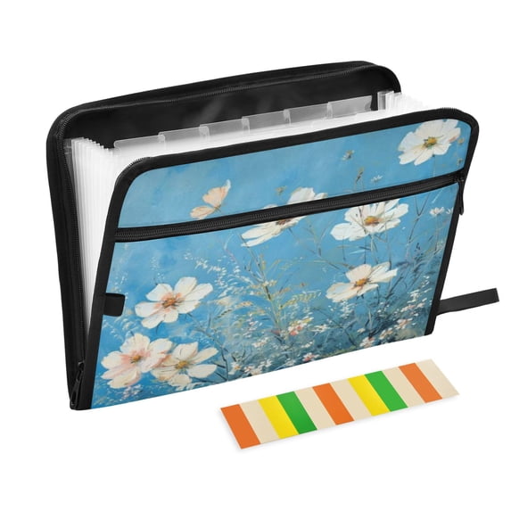 Organ Folder 14.2 x 0.8 x 10.6 Inches 13 Separate Pockets A4 Size Documents Folder A Sort Storage File Manager For The Home Office White Daisy