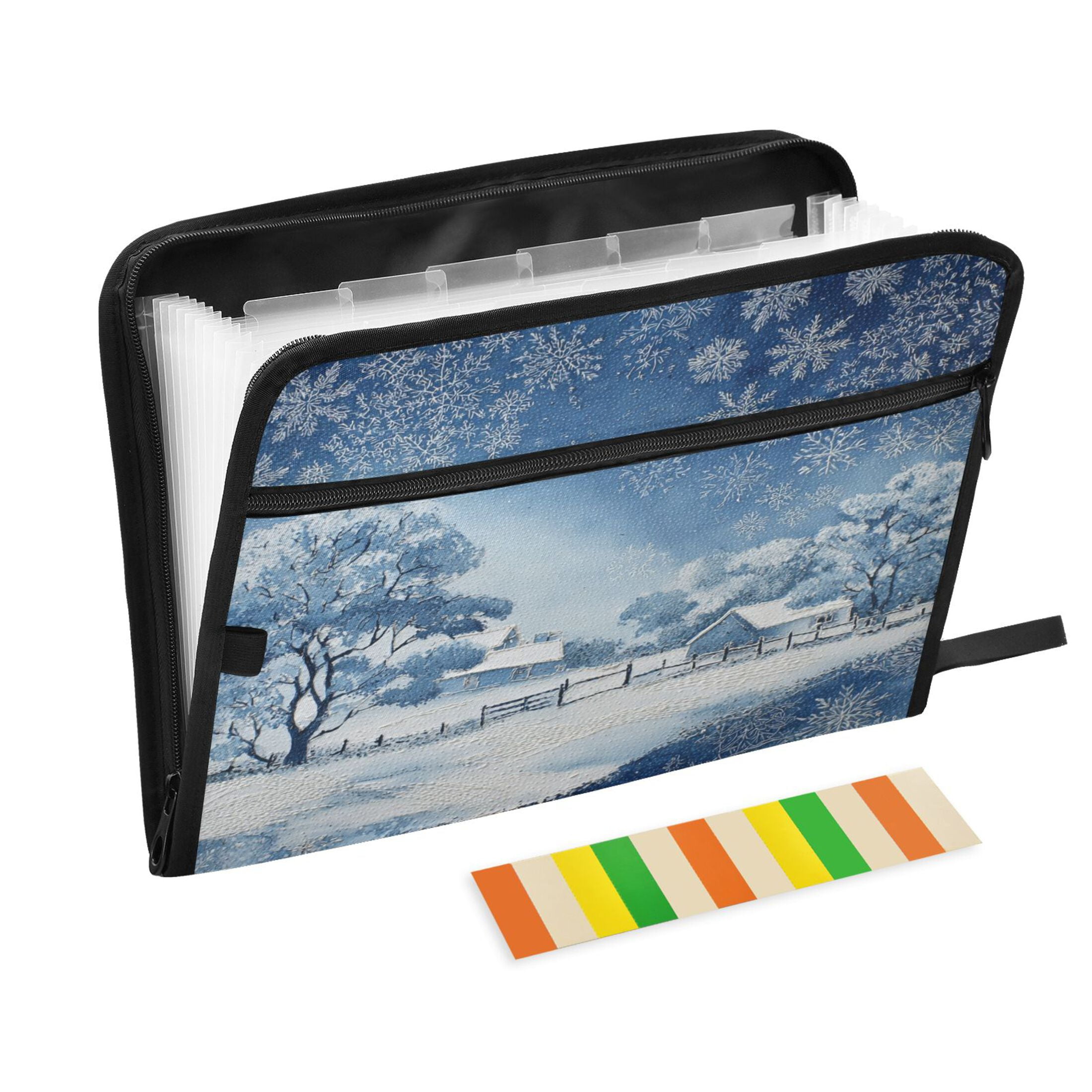 Organ Folder 14.2 x 0.8 x 10.6 Inches 13 Separate Pockets A4 Size Documents Folder A Sort Storage File Manager For The Home Office Winter Scene