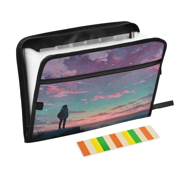 Organ Folder 14.2 x 0.8 x 10.6 Inches 13 Separate Pockets A4 Size Documents Folder A Sort Storage File Manager For The Home Office Anime Bioluminescent Person