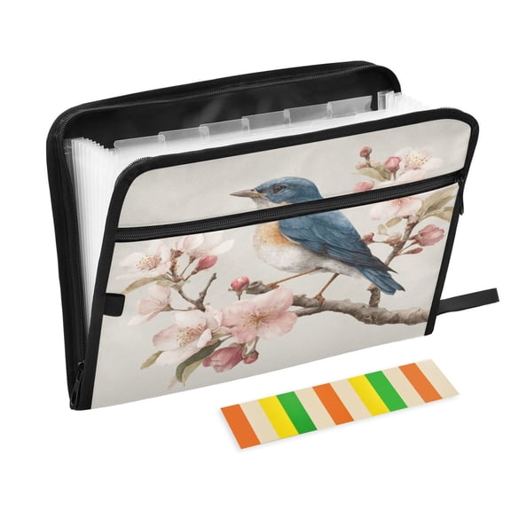 Organ Folder 14.2 x 0.8 x 10.6 Inches 13 Separate Pockets A4 Size Documents Folder A Sort Storage File Manager For The Home Office Beautiful Blue Bird