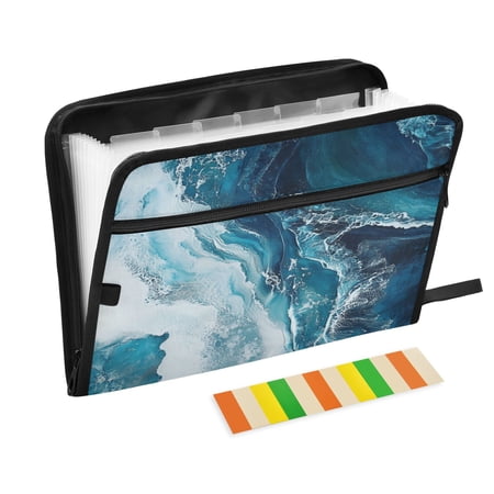 Organ Folder 14.2 x 0.8 x 10.6 Inches 13 Separate Pockets A4 Size Documents Folder A Sort Storage File Manager For The Home Office Beautiful Blue Wave