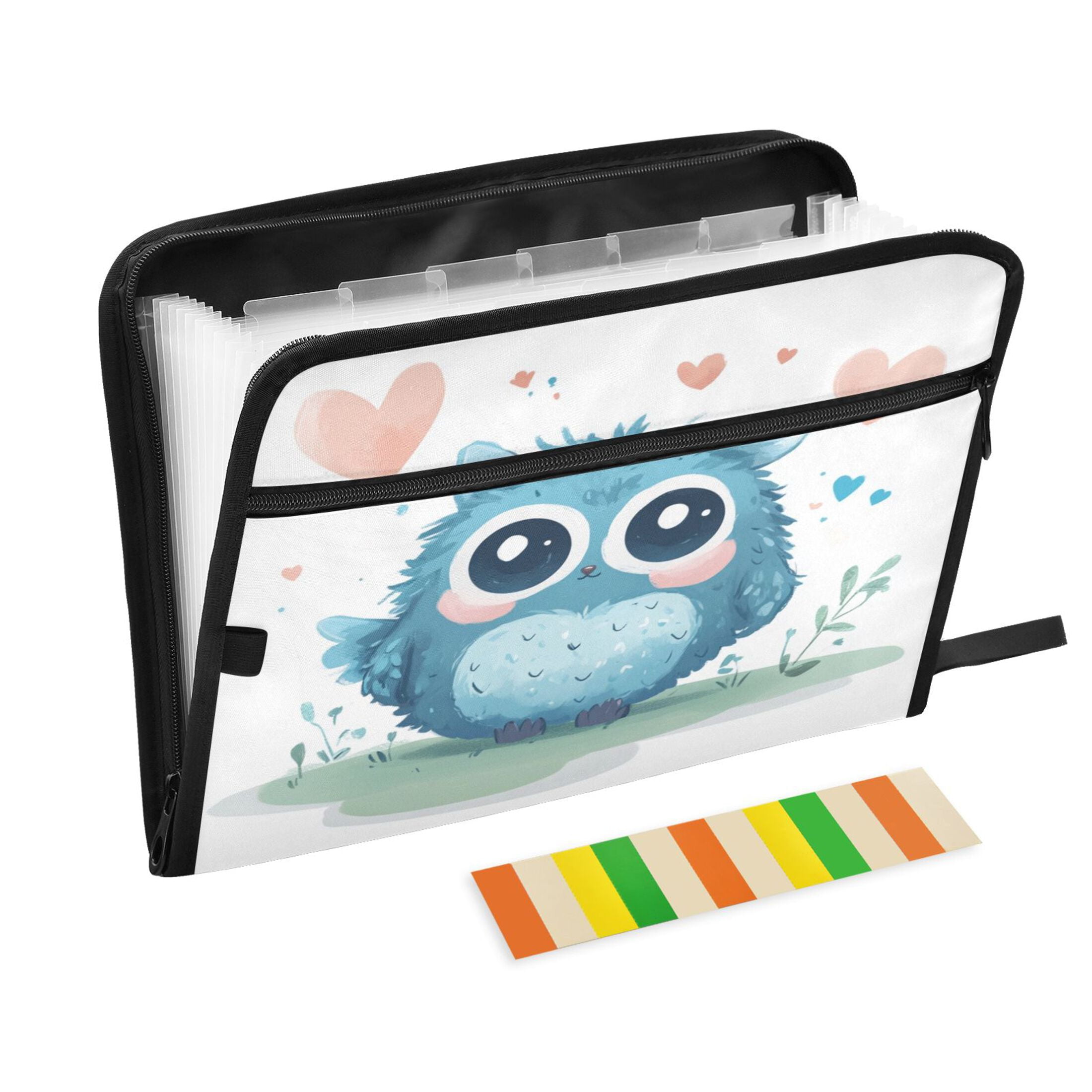 Organ Folder 14.2 x 0.8 x 10.6 Inches 13 Separate Pockets A4 Size Documents Folder A Sort Storage File Manager For The Home Office Beautiful Cute Blue Owl