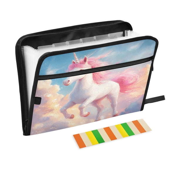 Organ Folder 14.2 x 0.8 x 10.6 Inches 13 Separate Pockets A4 Size Documents Folder A Sort Storage File Manager For The Home Office A Beautiful Running Unicorn
