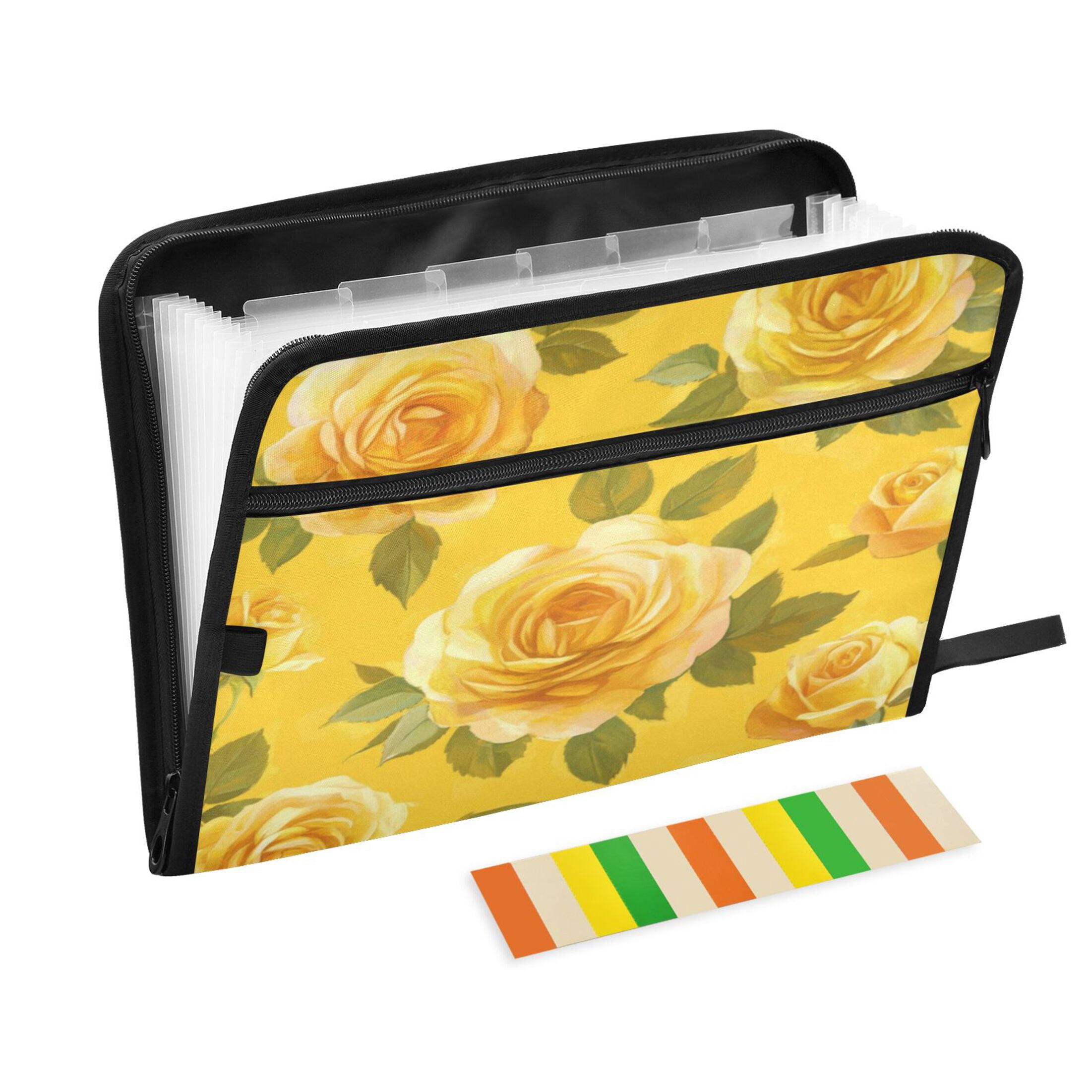 Organ Folder 14.2 x 0.8 x 10.6 Inches 13 Separate Pockets A4 Size Documents Folder A Sort Storage File Manager For The Home Office Beautiful Yellow Roses2