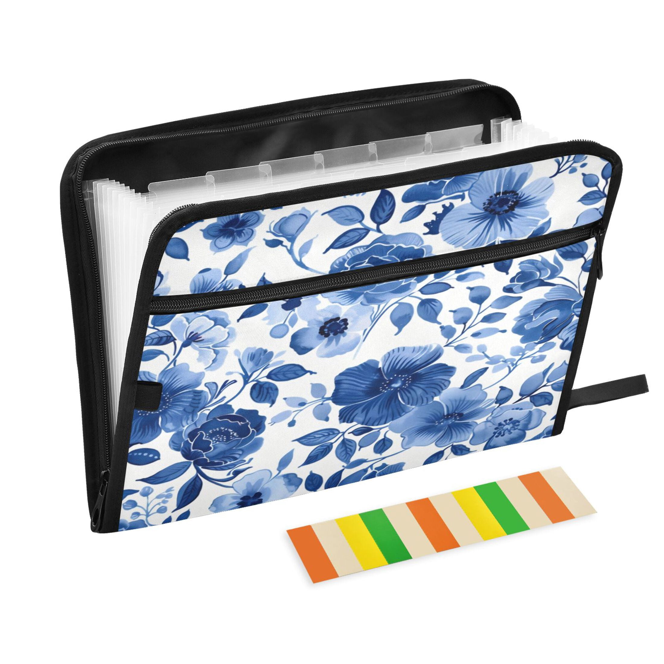 Organ Folder 14.2 x 0.8 x 10.6 Inches 13 Separate Pockets A4 Size Documents Folder A Sort Storage File Manager For The Home Office Big Dark Blue Flowers