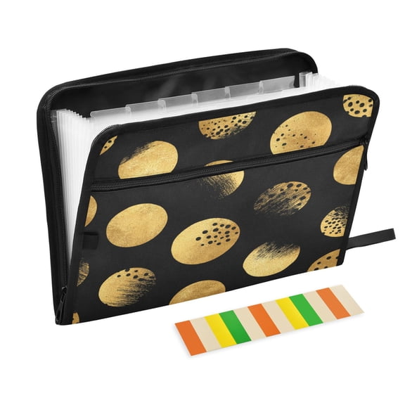 Organ Folder 14.2 x 0.8 x 10.6 Inches 13 Separate Pockets A4 Size Documents Folder A Sort Storage File Manager For The Home Office Black Background Golden