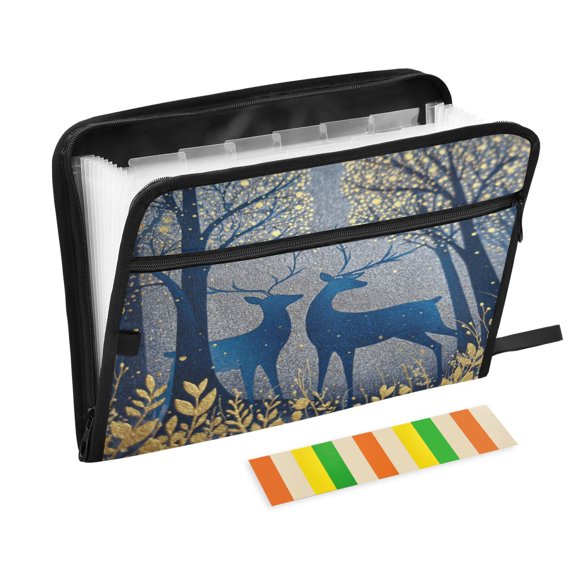 Organ Folder 14.2 x 0.8 x 10.6 Inches 13 Separate Pockets A4 Size Documents Folder A Sort Storage File Manager For The Home Office Blue Christmas Deer