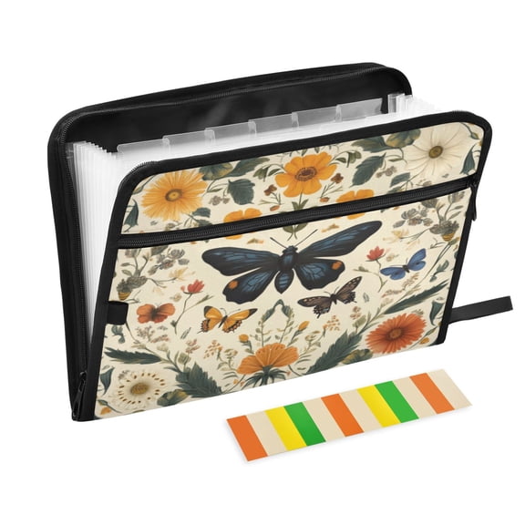 Organ Folder 14.2 x 0.8 x 10.6 Inches 13 Separate Pockets A4 Size Documents Folder A Sort Storage File Manager For The Home Office Butterflies and Flowers
