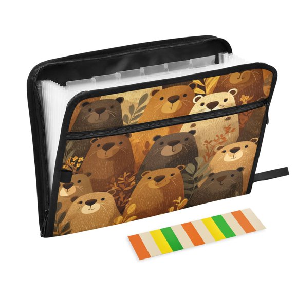 Organ Folder 14.2 x 0.8 x 10.6 Inches 13 Separate Pockets A4 Size Documents Folder A Sort Storage File Manager For The Home Office Cartoon Beaver Group
