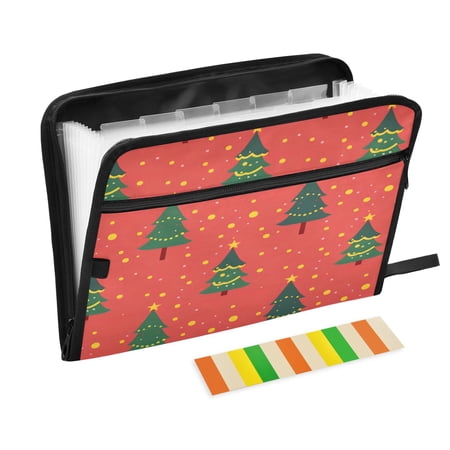 Organ Folder 14.2 x 0.8 x 10.6 Inches 13 Separate Pockets A4 Size Documents Folder A Sort Storage File Manager For The Home Office Cartoon Christmas Tree Seamless
