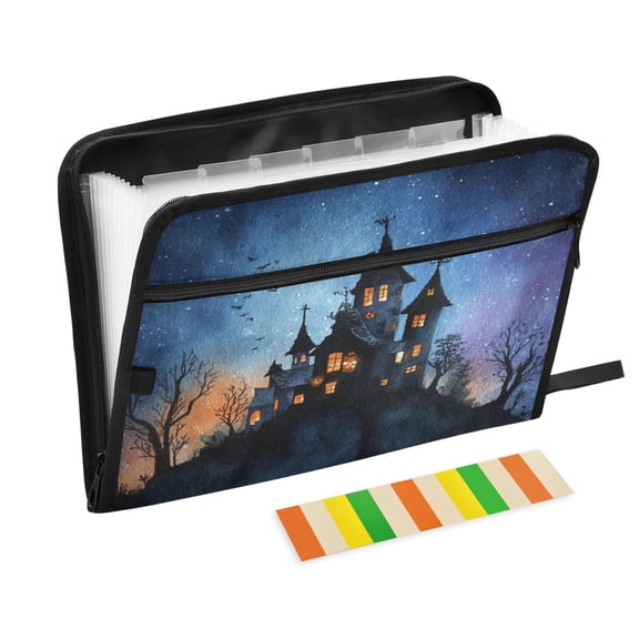 Organ Folder 14.2 x 0.8 x 10.6 Inches 13 Separate Pockets A4 Size Documents Folder A Sort Storage File Manager For The Home Office Cartoon Halloween Castle