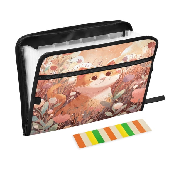 Organ Folder 14.2 x 0.8 x 10.6 Inches 13 Separate Pockets A4 Size Documents Folder A Sort Storage File Manager For The Home Office Cartoon Kitten Pattern