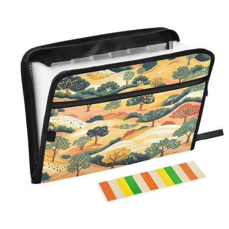 Organ Folder 14.2 x 0.8 x 10.6 Inches 13 Separate Pockets A4 Size Documents Folder A Sort Storage File Manager For The Home Office Cartoon Mountain Trees