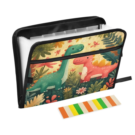 Organ Folder 14.2 x 0.8 x 10.6 Inches 13 Separate Pockets A4 Size Documents Folder A Sort Storage File Manager For The Home Office Cartoon Style Dinosaurs