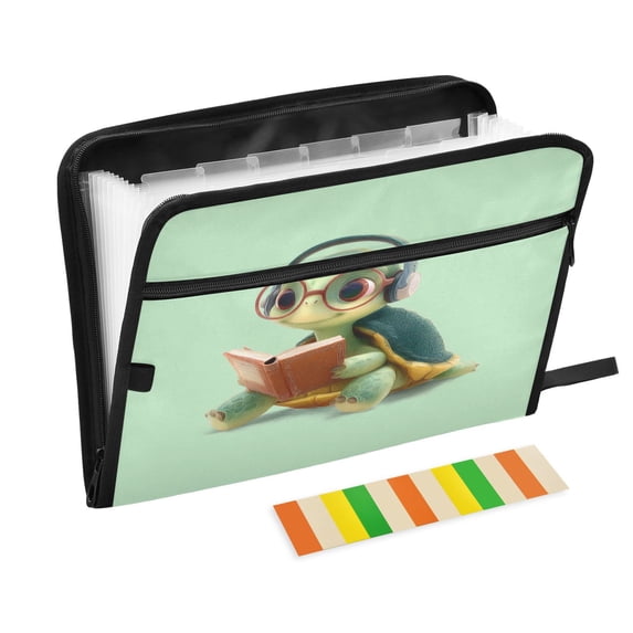 Organ Folder 14.2 x 0.8 x 10.6 Inches 13 Separate Pockets A4 Size Documents Folder A Sort Storage File Manager For The Home Office Cartoon Turtle Reading