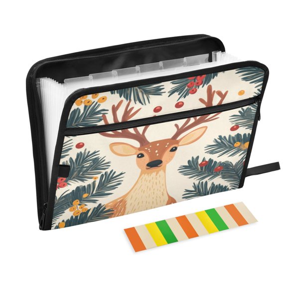 Organ Folder 14.2 x 0.8 x 10.6 Inches 13 Separate Pockets A4 Size Documents Folder A Sort Storage File Manager For The Home Office Christmas Deer Pattern