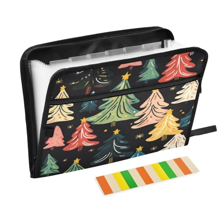 Organ Folder 14.2 x 0.8 x 10.6 Inches 13 Separate Pockets A4 Size Documents Folder A Sort Storage File Manager For The Home Office Christmas Tree Cartoon1