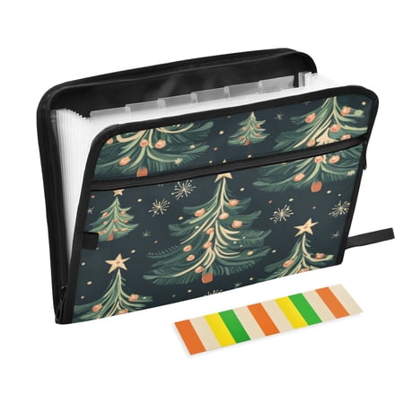 Organ Folder 14.2 x 0.8 x 10.6 Inches 13 Separate Pockets A4 Size Documents Folder A Sort Storage File Manager For The Home Office Christmas Tree Cartoon3