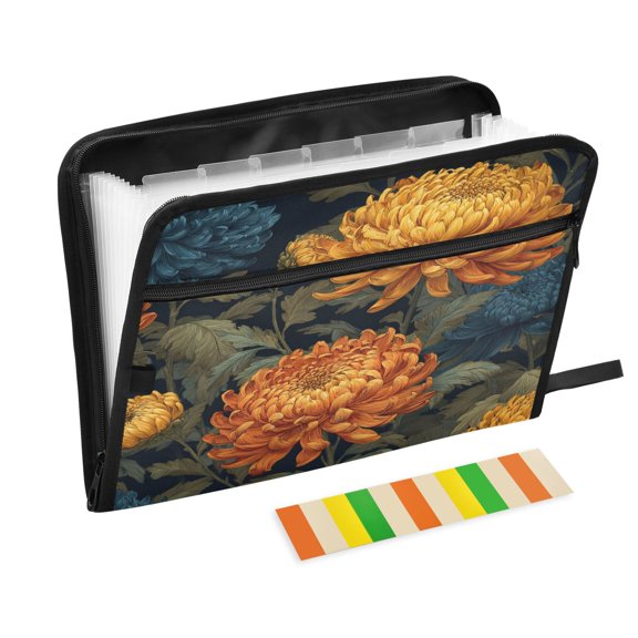Organ Folder 14.2 x 0.8 x 10.6 Inches 13 Separate Pockets A4 Size Documents Folder A Sort Storage File Manager For The Home Office Chrysanthemum Seamless Pattern