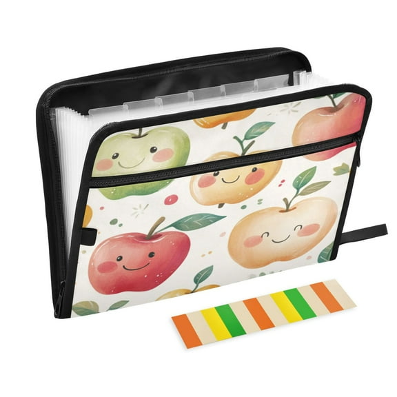 Organ Folder 14.2 x 0.8 x 10.6 Inches 13 Separate Pockets A4 Size Documents Folder A Sort Storage File Manager For The Home Office Colorful Cartoon Smiling Apple