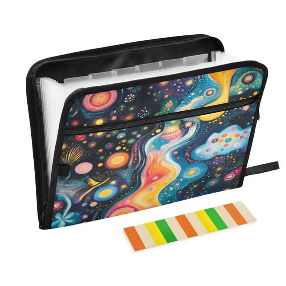 Organ Folder 14.2 x 0.8 x 10.6 Inches 13 Separate Pockets A4 Size Documents Folder A Sort Storage File Manager For The Home Office Colorful Galaxies and Planets